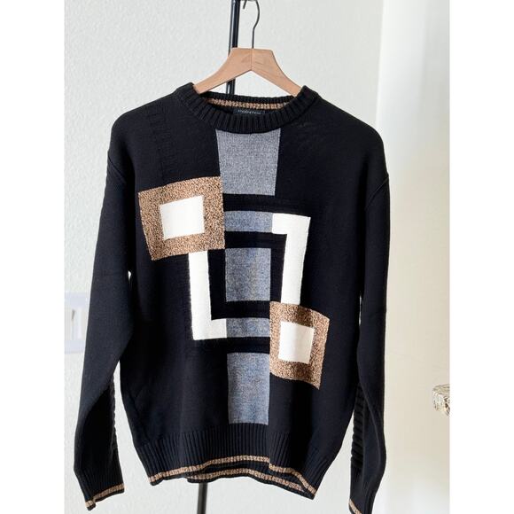 Vintage Point of Italy Wool Blend Abstract Sweater Neutral Tones L/XL - Picture 10 of 15